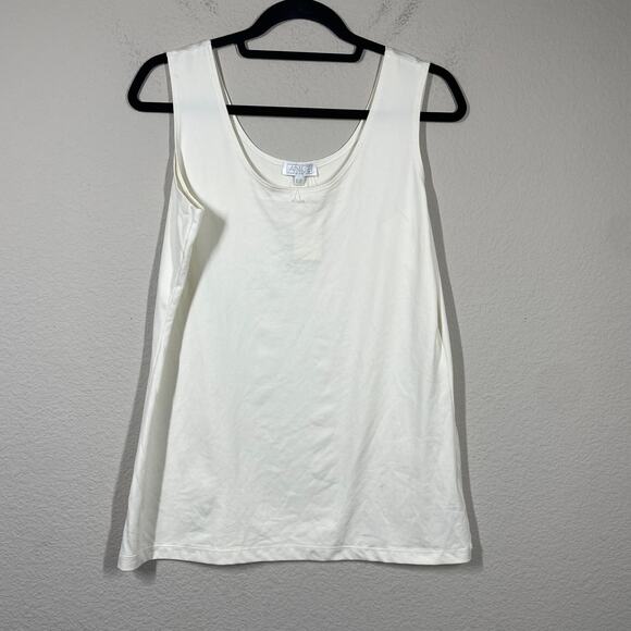 A'nue Miami Womens Size L2 Top Longer Length Tank Cream Scoop Neck Sleeveless - Picture 2 of 8